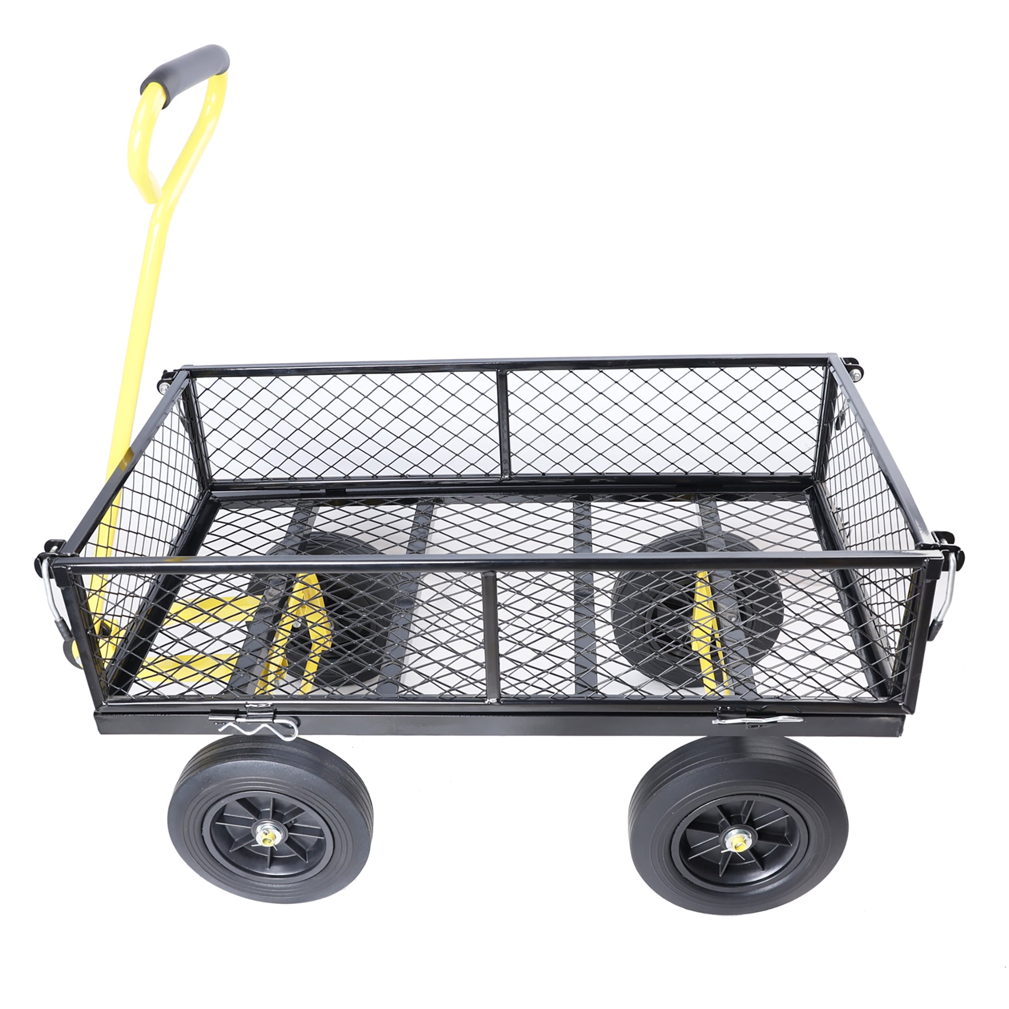 Aimee Lii Mesh Steel Garden Cart, Folding Utility Wagon with Tires, Portable Wagon Cart with Wheels, Black Aimee Lii Mesh Steel Garden Cart, Folding Utility Wagon with Tires, Portable Wagon Cart with Wheels, Black