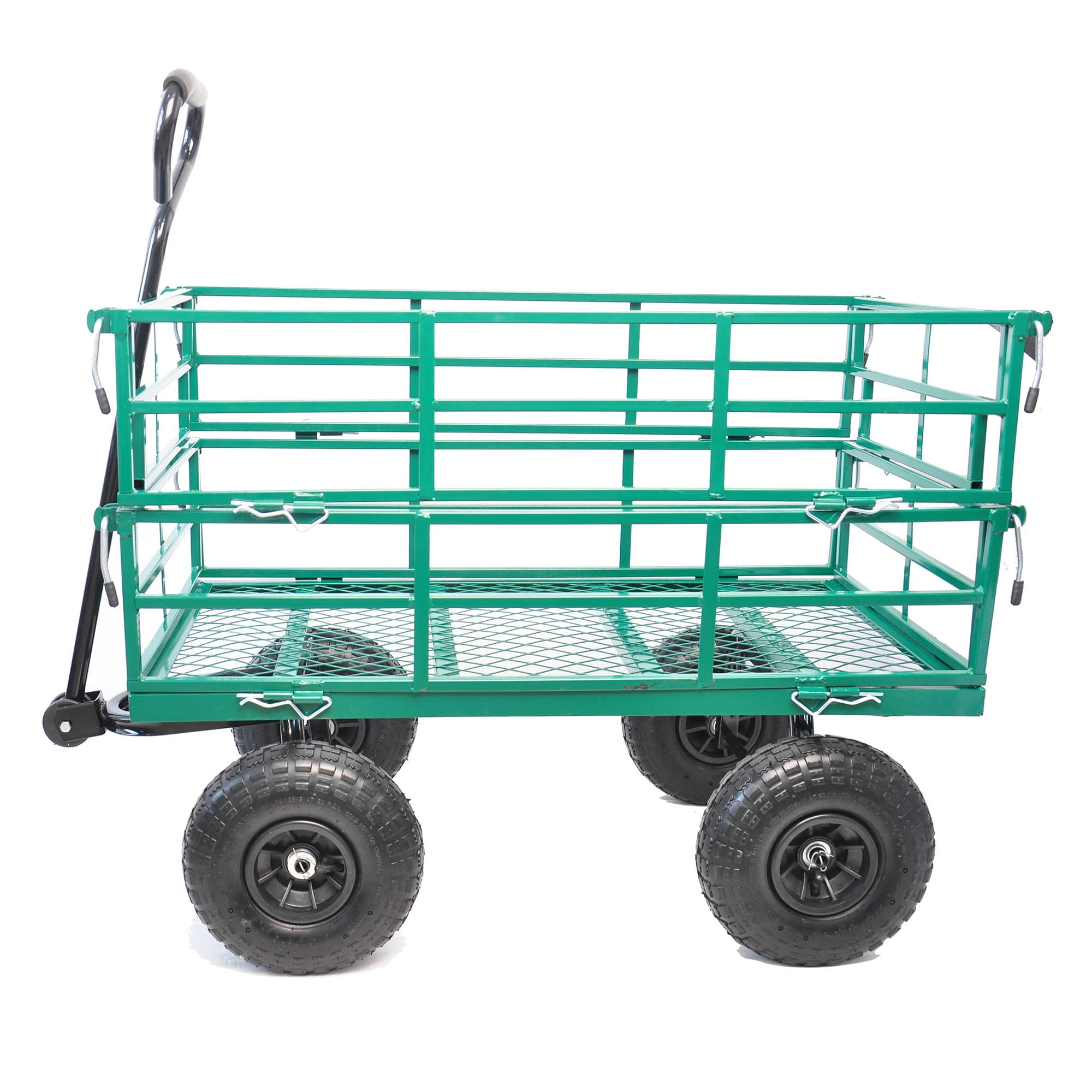 Aimee Lii Mesh Steel Garden Cart, Utility Wagon with Tires, Portable Wagon Cart with Wheels, Green