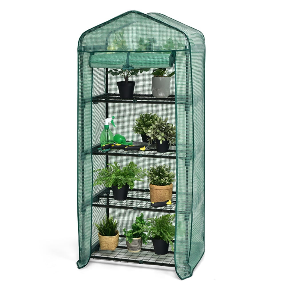 Aimee Lii Mini Greenhouse with 4-Tier Rack and Weatherproof PE Cover, Small Outdoor Grow Tent for Garden