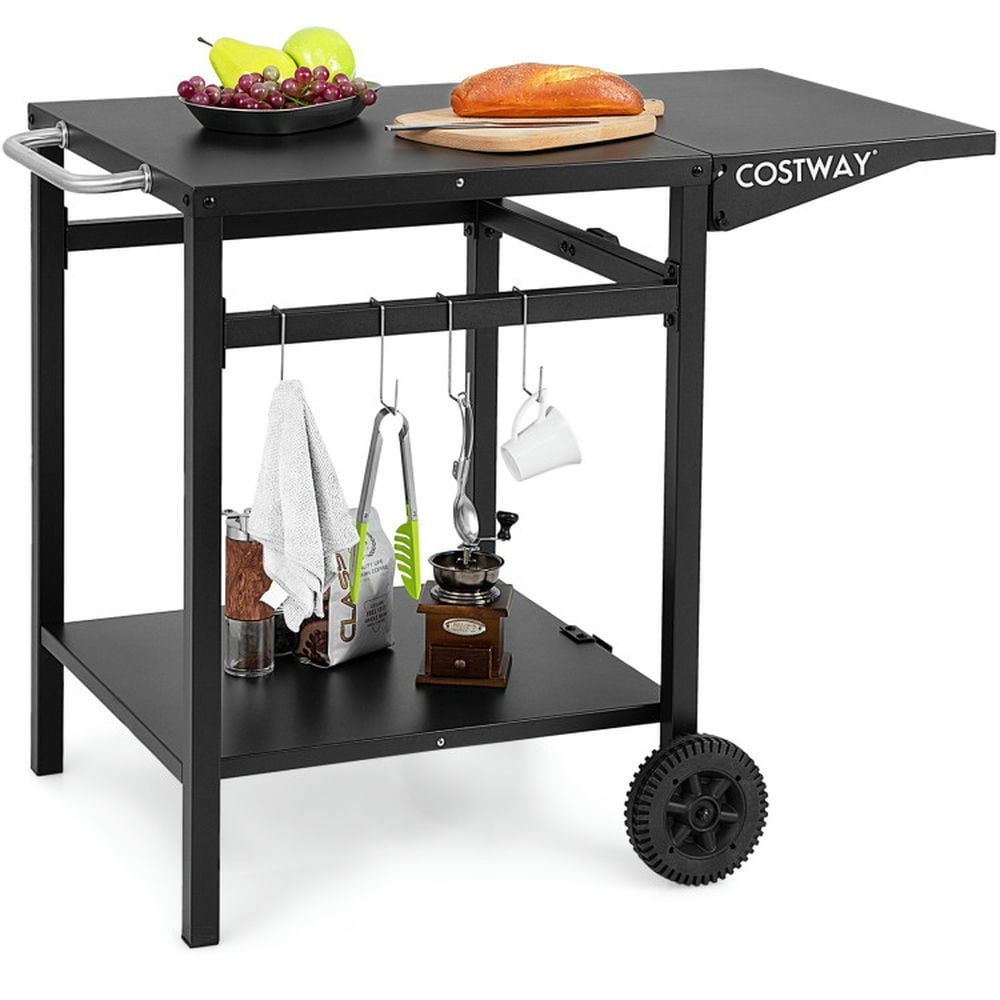 Aimee Lii Movable Outdoor Grill Cart with Folding Tabletop and Hooks, BBQ Grill for Outdoor Cooking Kitchen, Garden and Patio Backyard Barbecue-Black Aimee Lii Movable Outdoor Grill Cart with Folding Tabletop and Hooks, BBQ Grill for Outdoor Cooking Kitchen, Garden and Patio Backyard Barbecue-Black