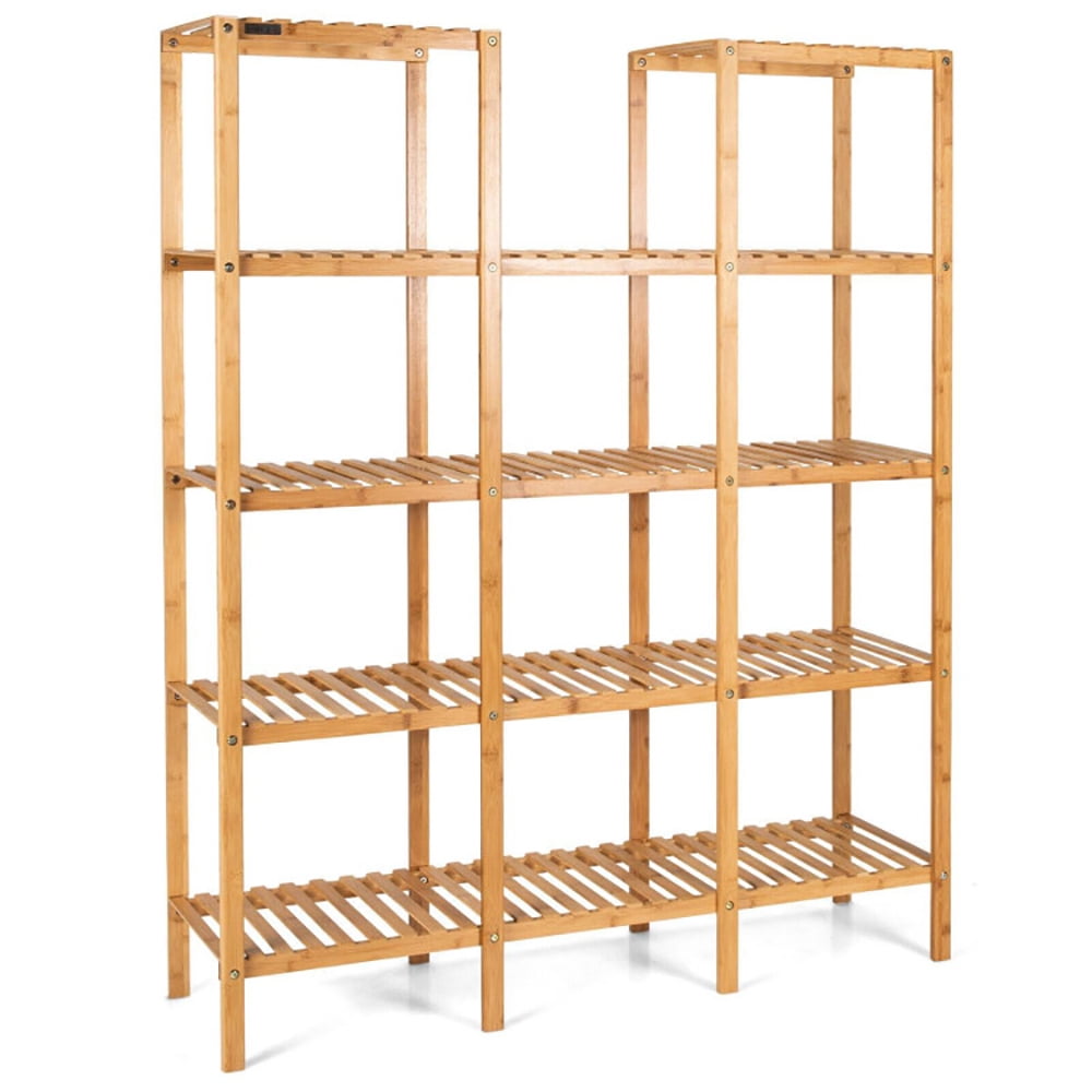 Aimee Lii Multifunctional Bamboo Shelf Flower Plant Display Stand, Flower Display Rack Holder for Patio Balcony Garden, Stable and Space-Saving