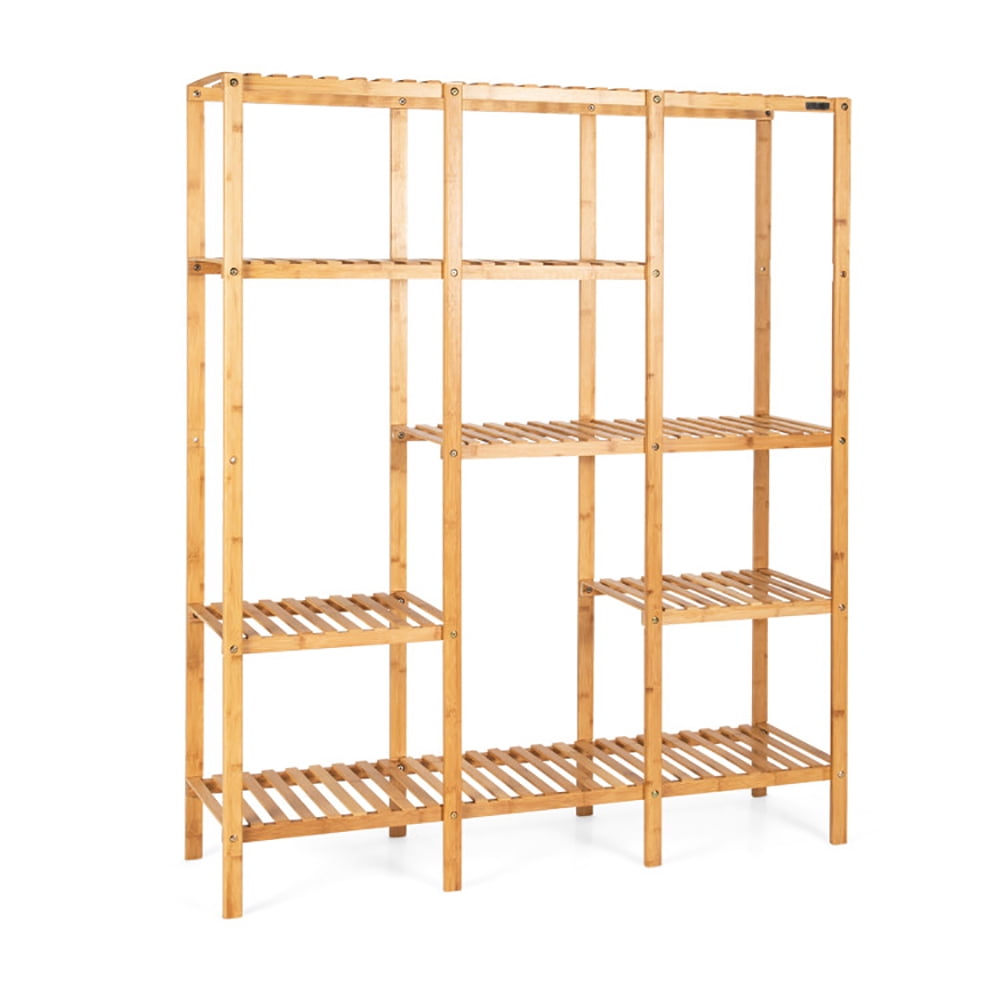 Aimee Lii Multifunctional Bamboo Shelf Storage Organizer Rack, Flower Display Rack Holder for Patio Balcony Garden, Stable and Space-Saving