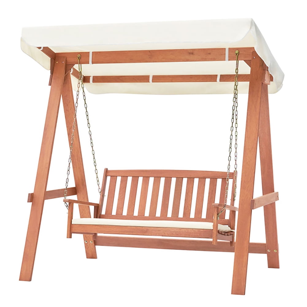 Aimee Lii Outdoor 2-Seat Swing Bench with A Frame and Sturdy Metal Hanging Chains, Front Porch Swing