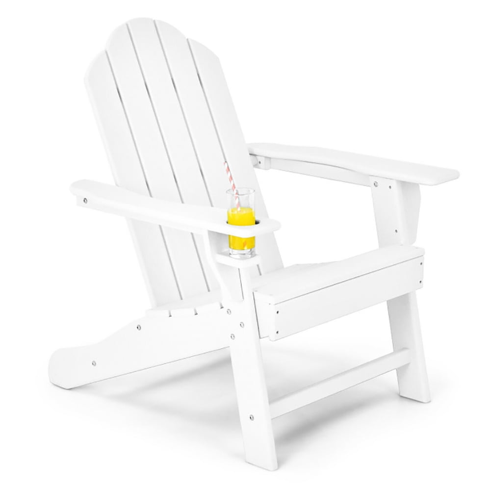 Aimee Lii Outdoor Adirondack Chair with Built-in Cup Holder for Backyard Porch, Outdoor Patio Furniture, White Aimee Lii Outdoor Adirondack Chair with Built-in Cup Holder for Backyard Porch, Outdoor Patio Furniture, White