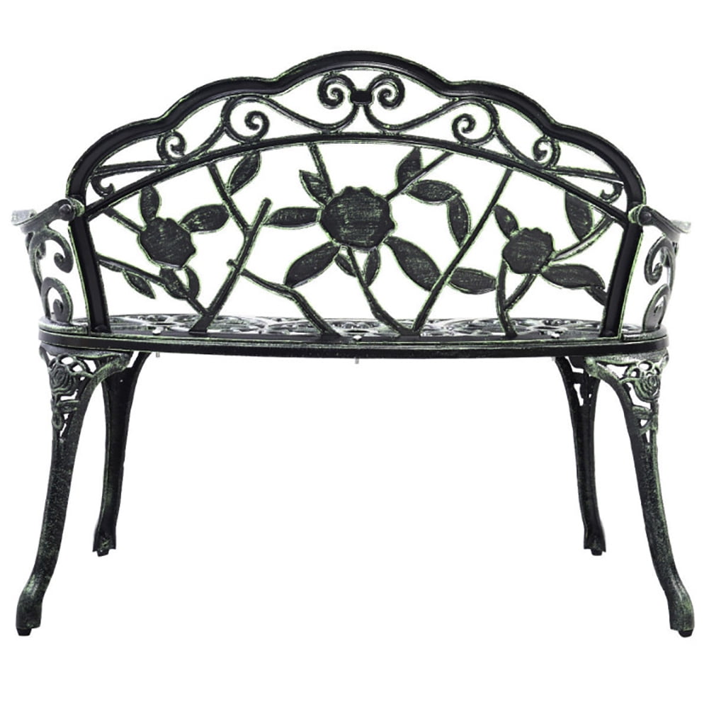 Aimee Lii Outdoor Cast Aluminum Patio Bench, Outdoor Patio Furniture, Antique Rose Aimee Lii Outdoor Cast Aluminum Patio Bench, Outdoor Patio Furniture, Antique Rose