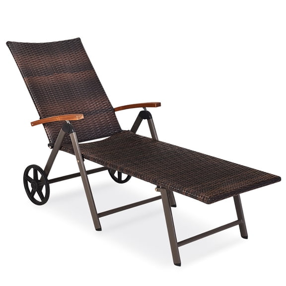 Aimee Lii Outdoor Chaise Lounge Chair Rattan Lounger Recliner Chair, Patio Loungers, Turquoise