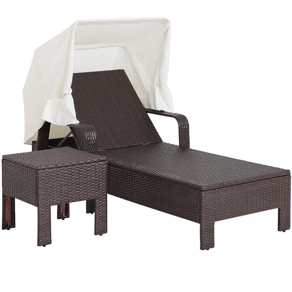 Aimee Lii Outdoor Chaise Lounge Chair and Table Set with Folding Canopy and Armrests, Patio Loungers Aimee Lii Outdoor Chaise Lounge Chair and Table Set with Folding Canopy and Armrests, Patio Loungers