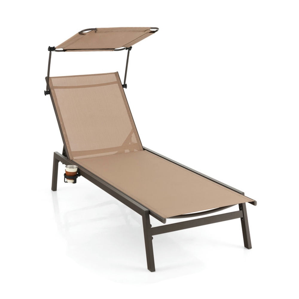 Aimee Lii Outdoor Chaise Lounge Chair with Sunshade and 6 Adjustable Position, Outdoor Patio Furniture for Balcony Backyard, Sturdy-Brown Aimee Lii Outdoor Chaise Lounge Chair with Sunshade and 6 Adjustable Position, Outdoor Patio Furniture for Balcony Backyard, Sturdy-Brown