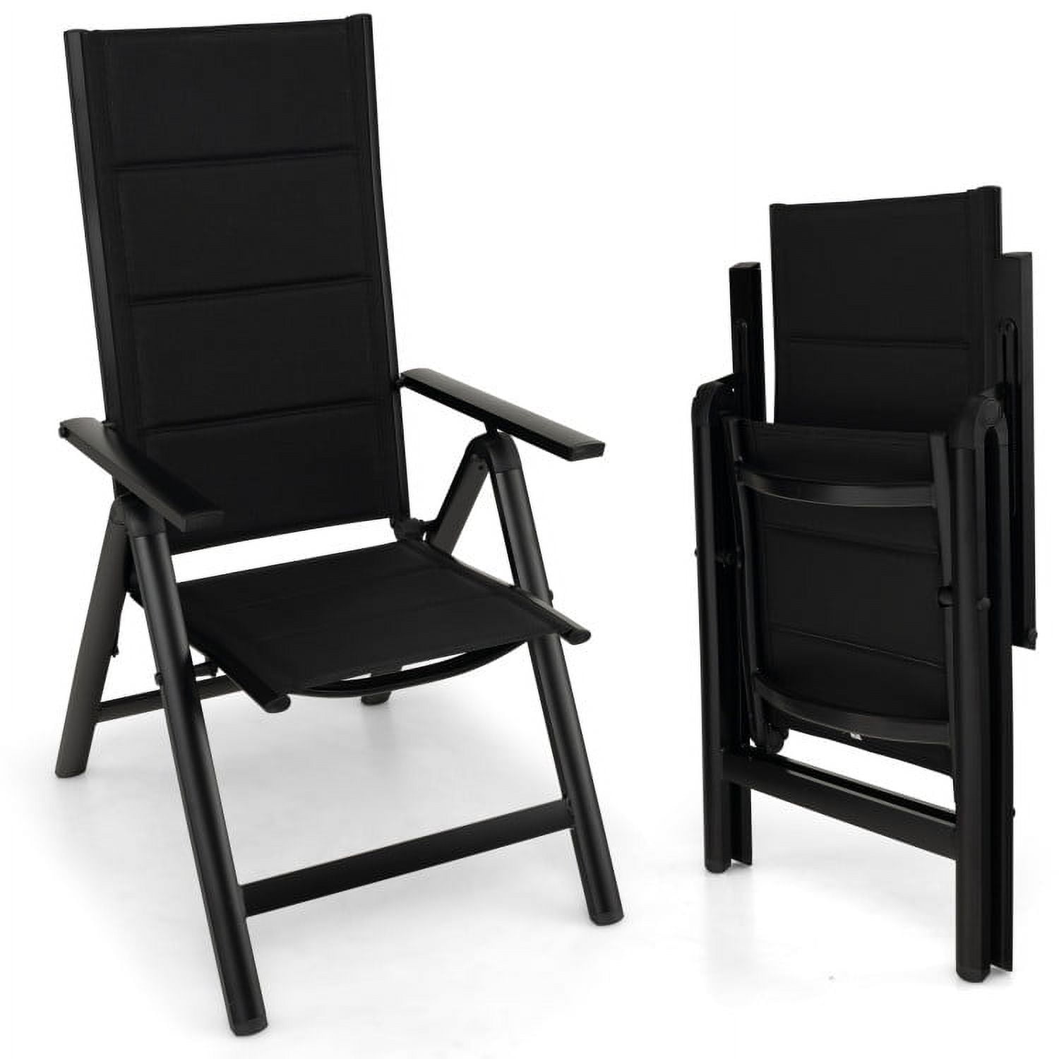 Aimee Lii Outdoor Dining Chair with Soft Padded Seat and 7-Position Adjustable Backrest, Outdoor Patio Set, Black