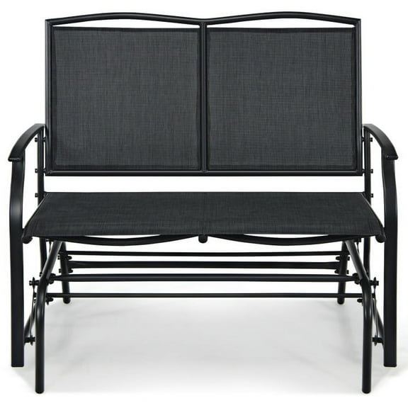 Aimee Lii Outdoor Double Chair, Patio Glider Bench, Porch, Backyard, Sturdy, Black
