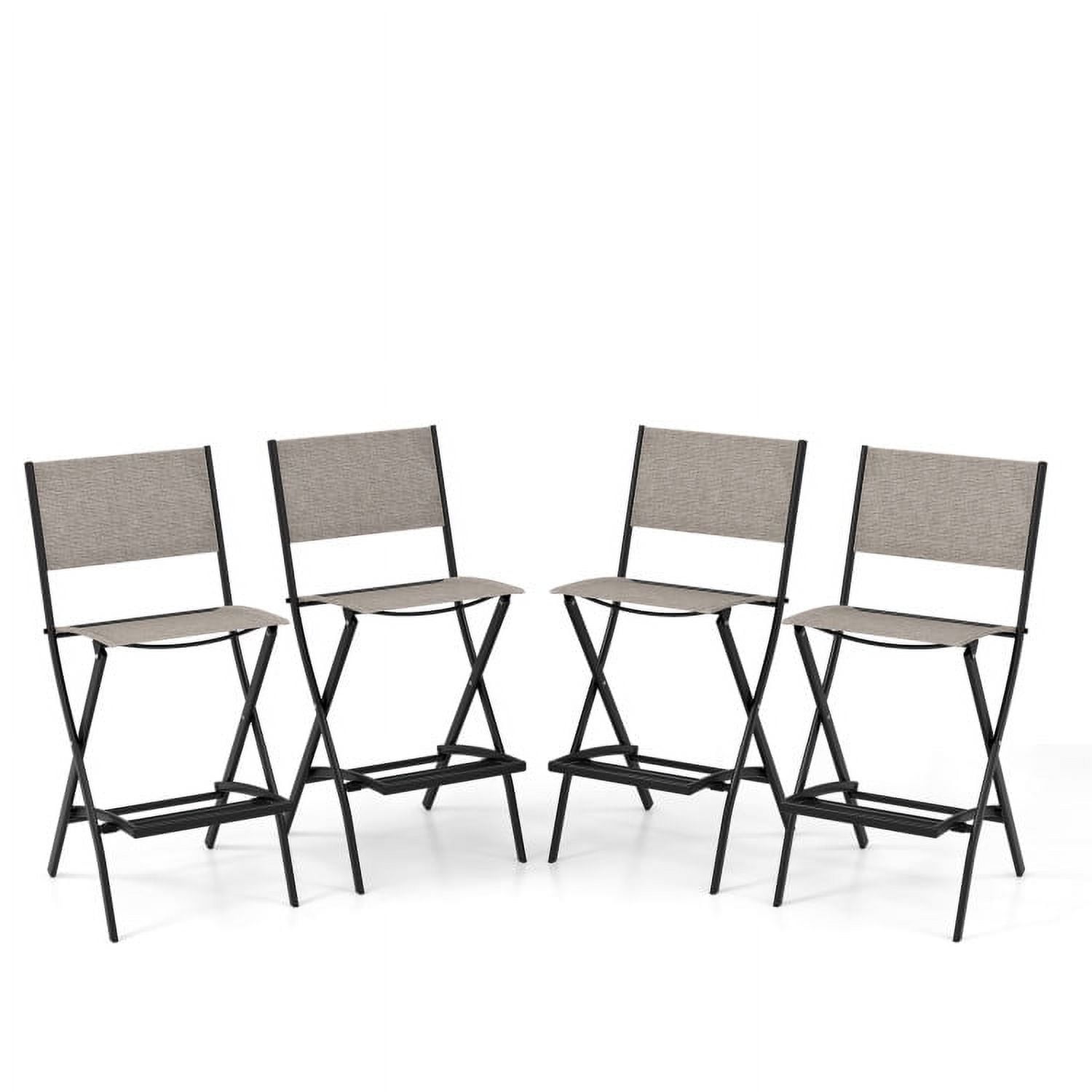 Aimee Lii Outdoor Folding Bar Height Stool Set of 4 with Metal Frame and Footrest, Outdoor Patio Furniture, Coffee