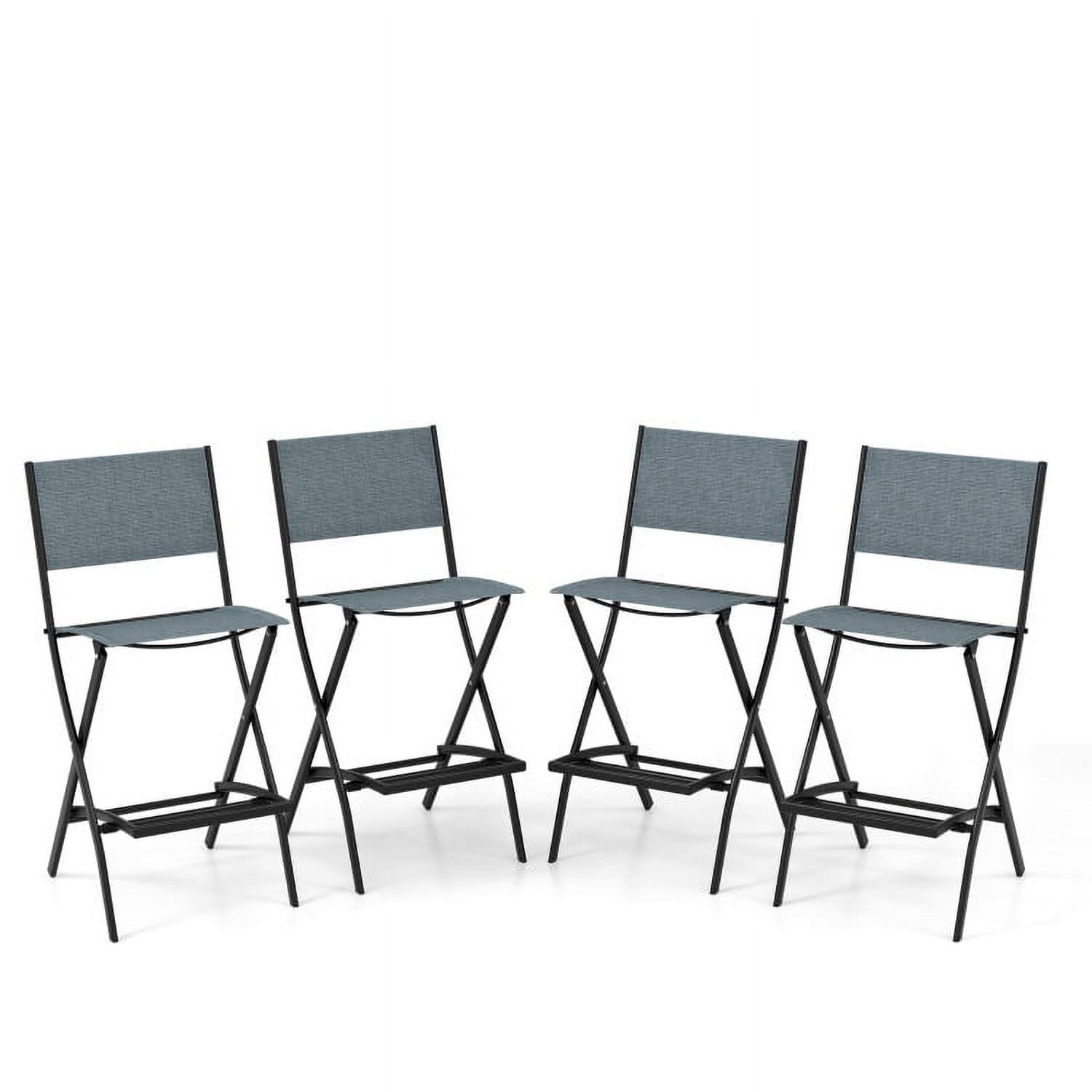 Aimee Lii Outdoor Folding Bar Height Stool Set of 4 with Metal Frame and Footrest, Outdoor Patio Furniture