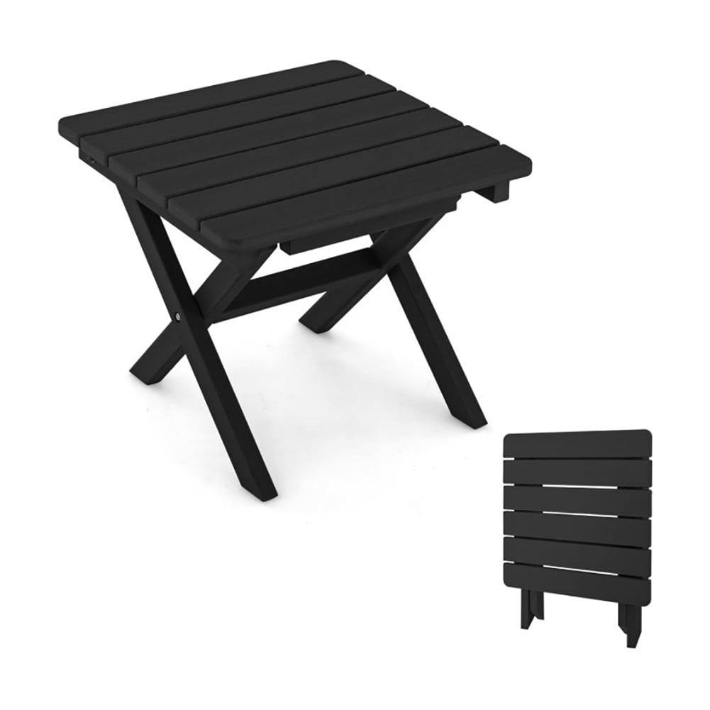 Aimee Lii Outdoor Folding Side Table Foldable Weather-Resistant HDPE Table, Outdoor Patio Furniture, Black