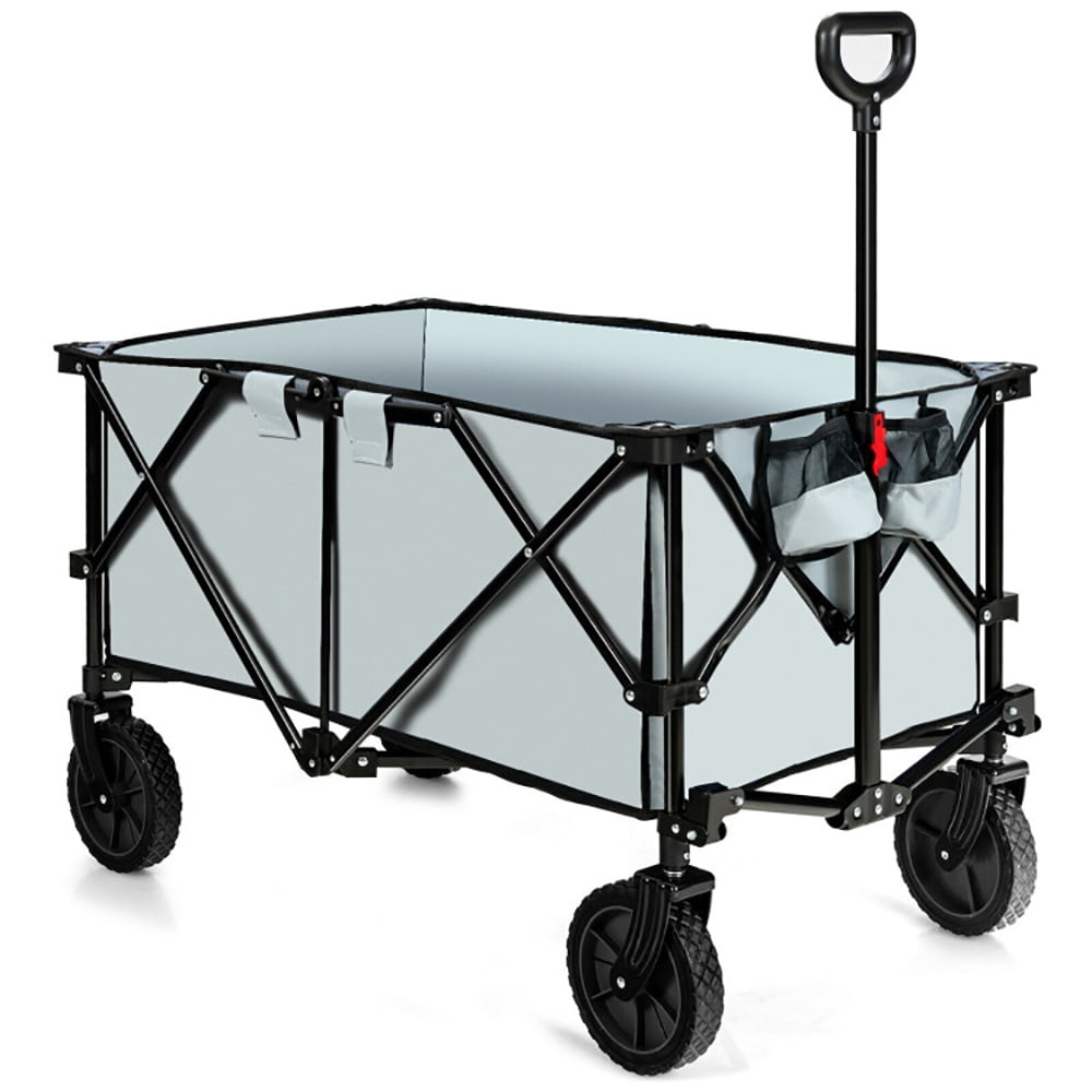 Aimee Lii Outdoor Folding Wagon Cart with Adjustable Handle and Universal Wheels, Beach Wagon with Big Wheels for Sand, Gray Aimee Lii Outdoor Folding Wagon Cart with Adjustable Handle and Universal Wheels, Beach Wagon with Big Wheels for Sand, Gray
