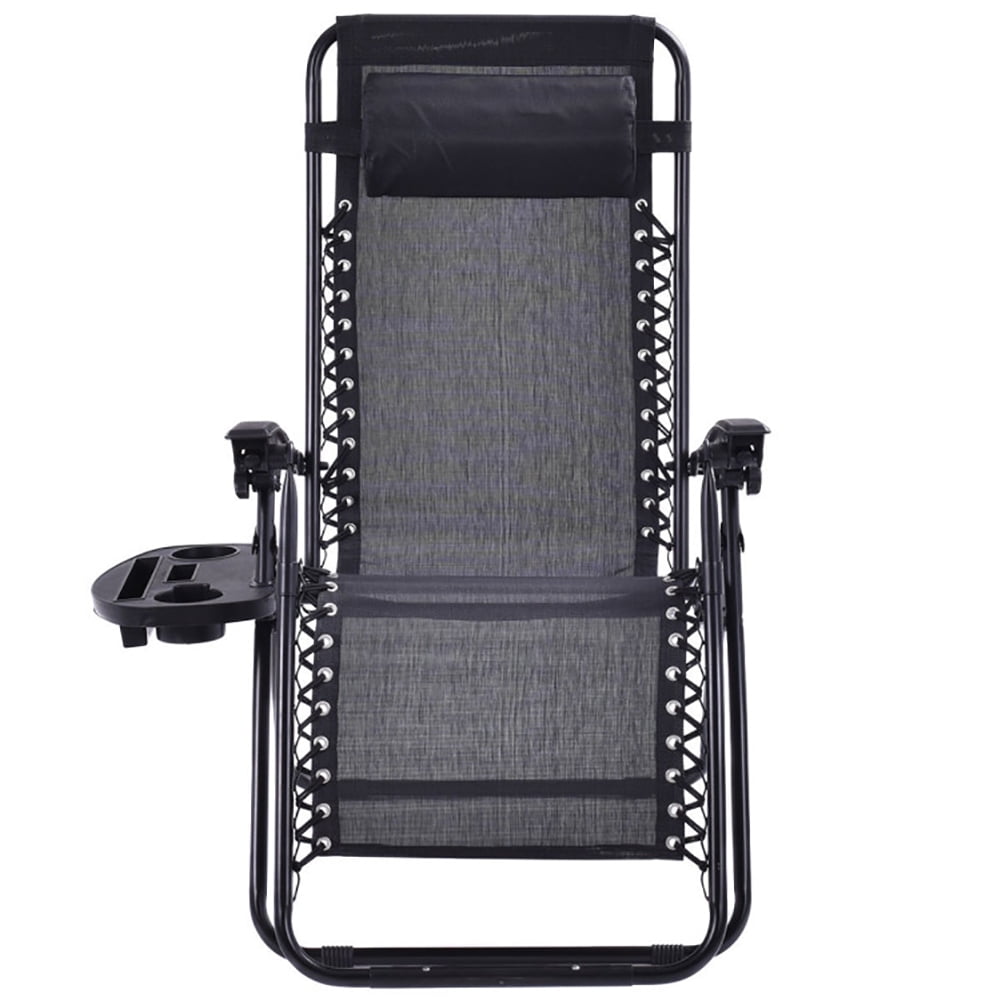Aimee Lii Outdoor Folding Zero Gravity Reclining Lounge Chair with Utility Tray, Outdoor Patio Furniture, Black Aimee Lii Outdoor Folding Zero Gravity Reclining Lounge Chair with Utility Tray, Outdoor Patio Furniture, Black