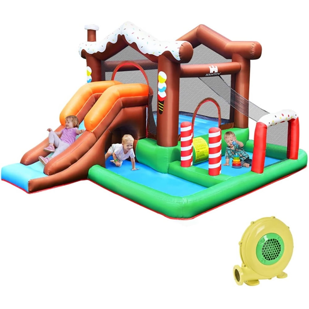 Aimee Lii Outdoor Indoor Inflatable Kids Bounce House with 480W Air Blower, Playhouse for Kids Outdoor