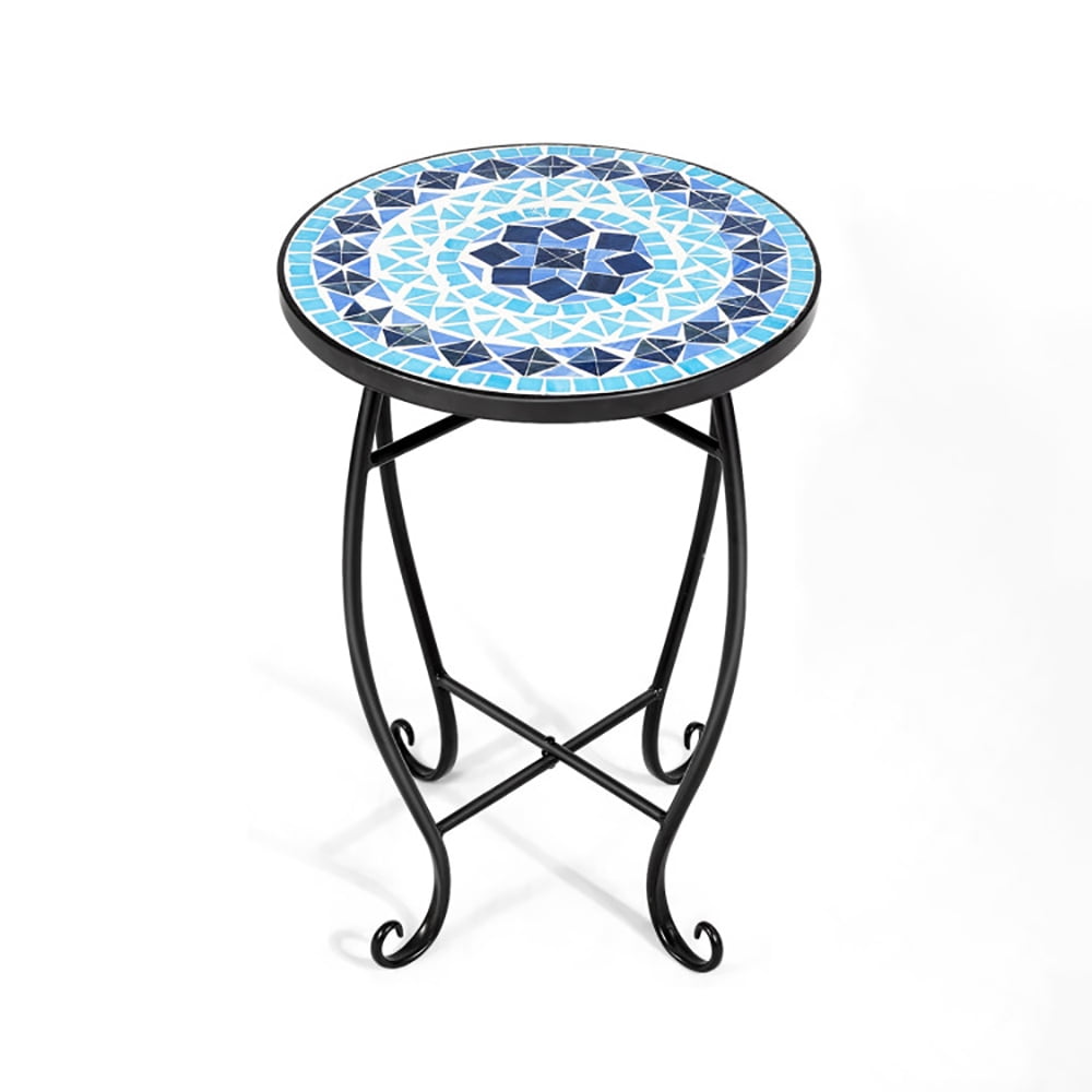 Aimee Lii Outdoor Indoor Steel Accent Plant Stand Cobalt Table, Corner Display Rack, Unique Design for Interior Decoration, Stable, Blue