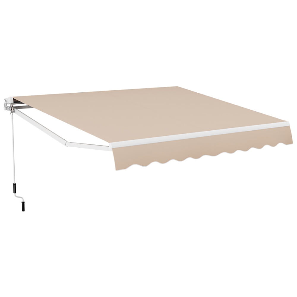 Aimee Lii Outdoor Manual Retractable Awning Cover Shelter Patio Sun Shade, Patio Awning Retractable, Beige