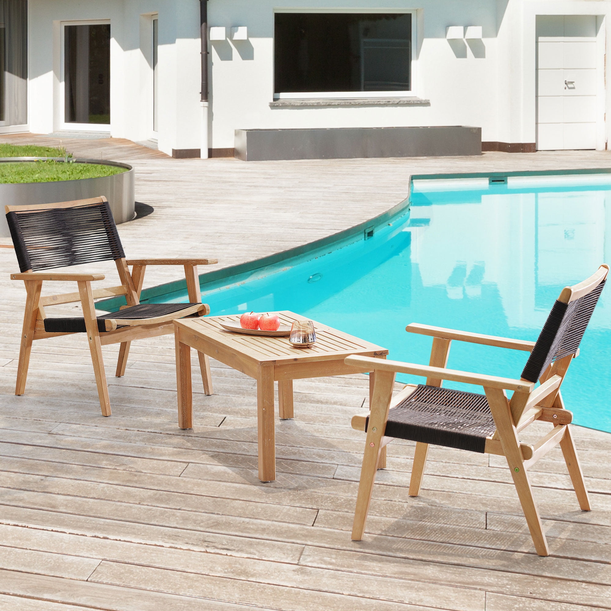 Aimee Lii Outdoor Patio Furniture Chair, Black Rope Furniture Chairs for 2, Outdoor Conversation Sectional for Backyard Poolside, Garden