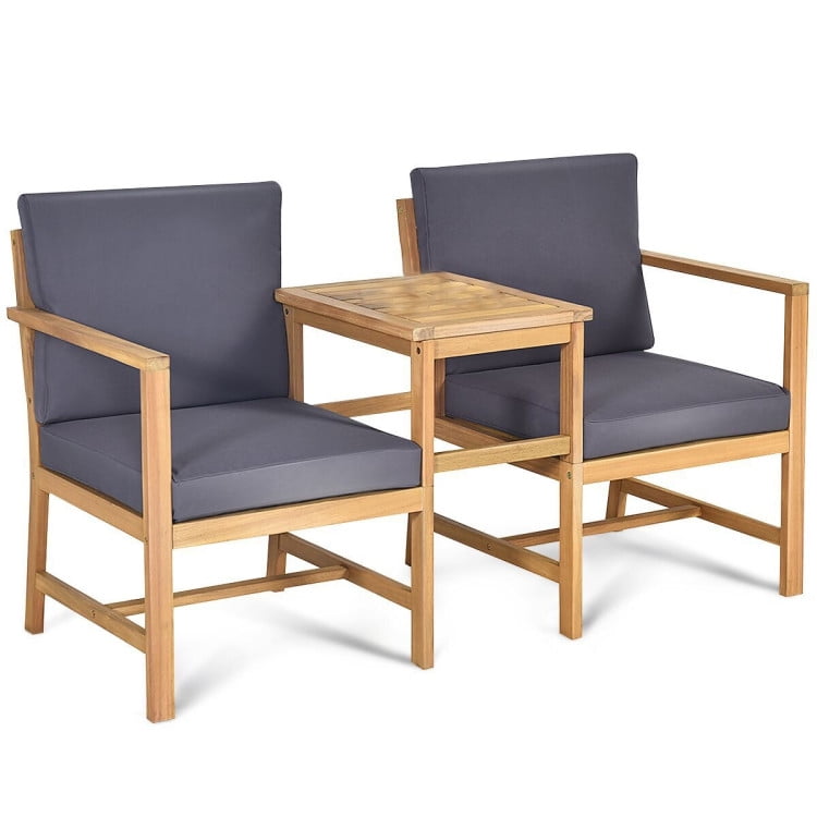 Aimee Lii Outdoor Patio Furniture Set, 3-in-1 Acacia Wood Loveseat with Separable Coffee Table
