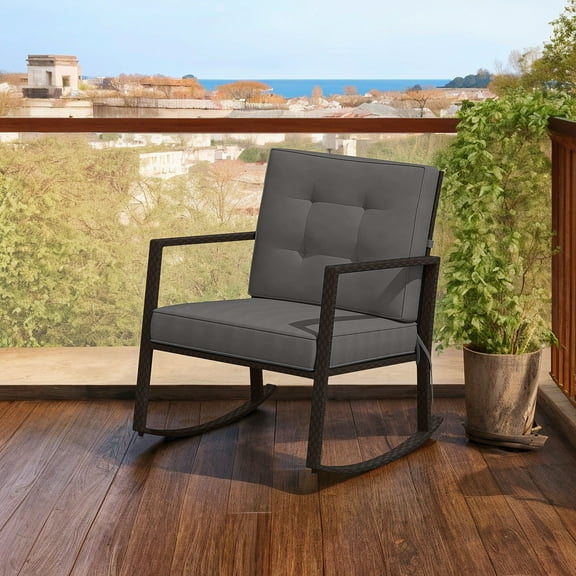 Aimee Lii Outdoor Rocking Chair, Patio Rocker Chair, Weather Resistant,for Lawn, Porch, Backyard, Indoor and Garden, Gray