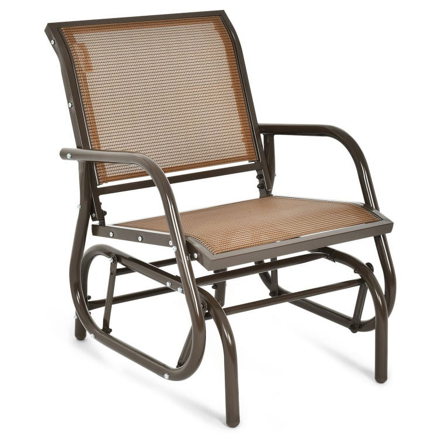 Aimee Lii Outdoor Single Chair with Coffee Table, Patio Glider Bench, Porch, Backyard, Sturdy, Brown