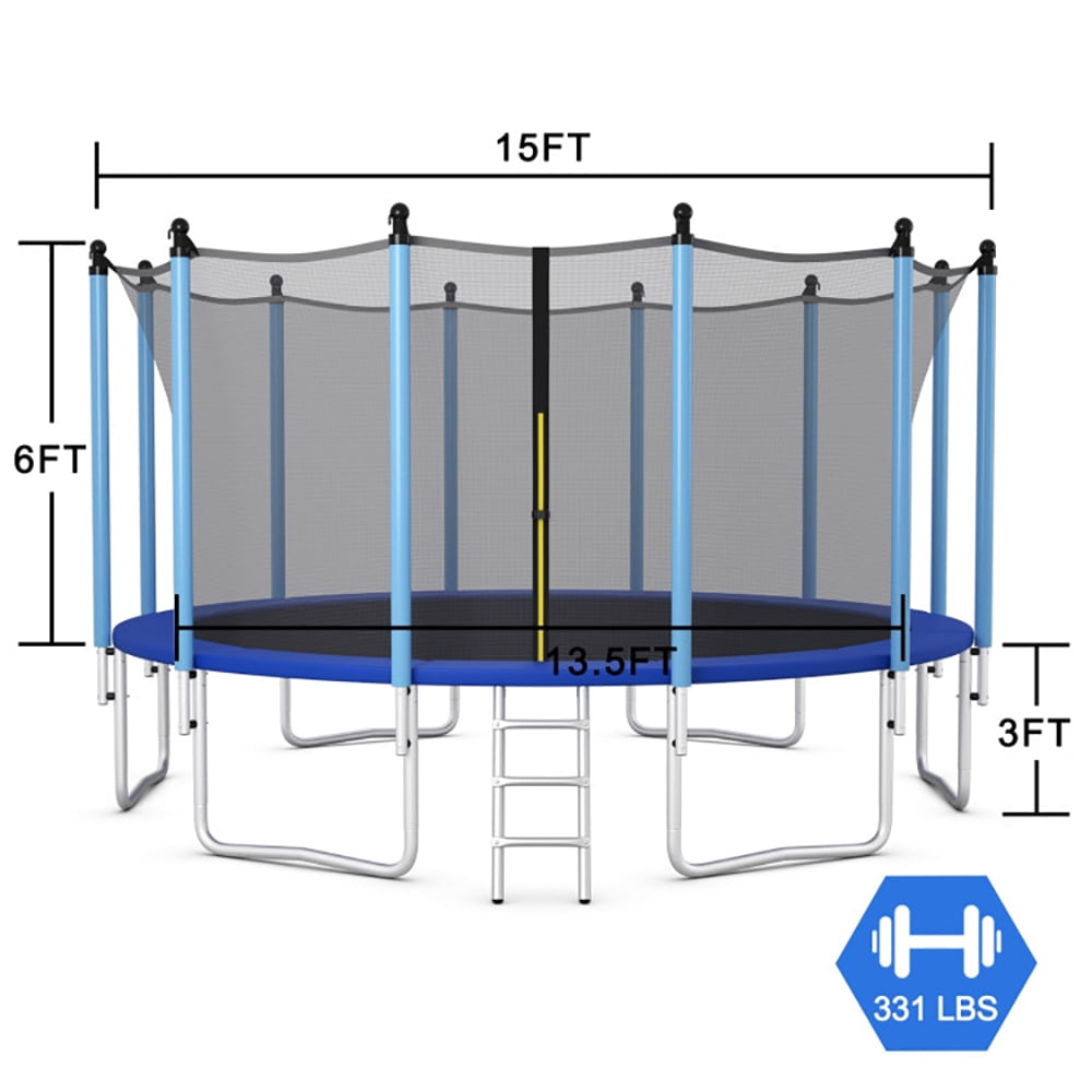 Aimee Lii Outdoor Trampoline with Safety Closure Net, Kids Recreational Trampolines, 15 ft