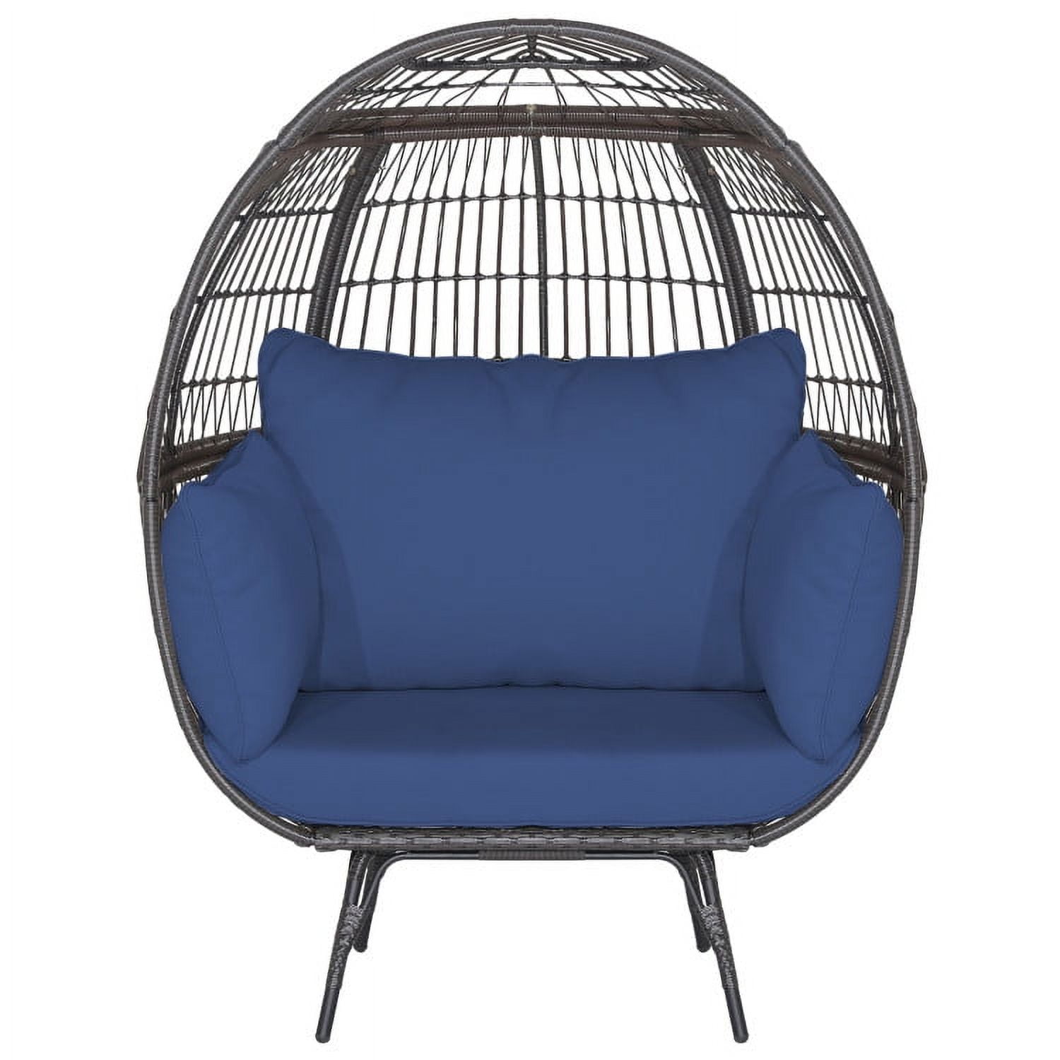Aimee Lii Oversized Patio Rattan Egg Lounge Chair with 4 Cushions, Indoor Outdoor Patio Loungers, Navy