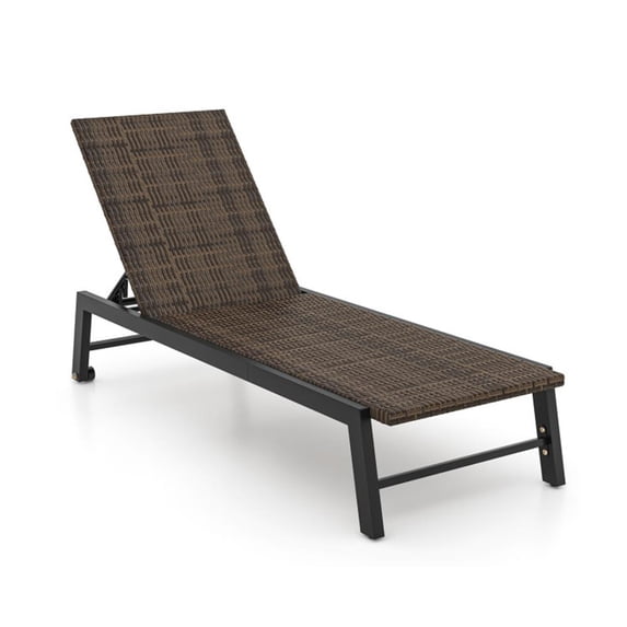 Aimee Lii PE Wicker Patio Chaise Lounge Chair with Wheels for Poolside Backyard and Deck, Outdoor Patio Furniture for Backyard, Garden