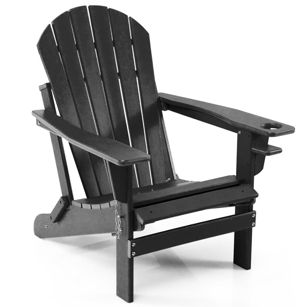 Aimee Lii Patio All-Weather Folding Chair with Pull-Out Ottoman, Outdoor Patio Furniture, Black