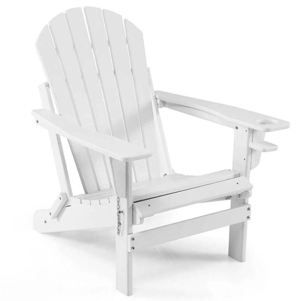 Aimee Lii Patio All-Weather Folding Chair with Pull-Out Ottoman, Outdoor Patio Furniture, White