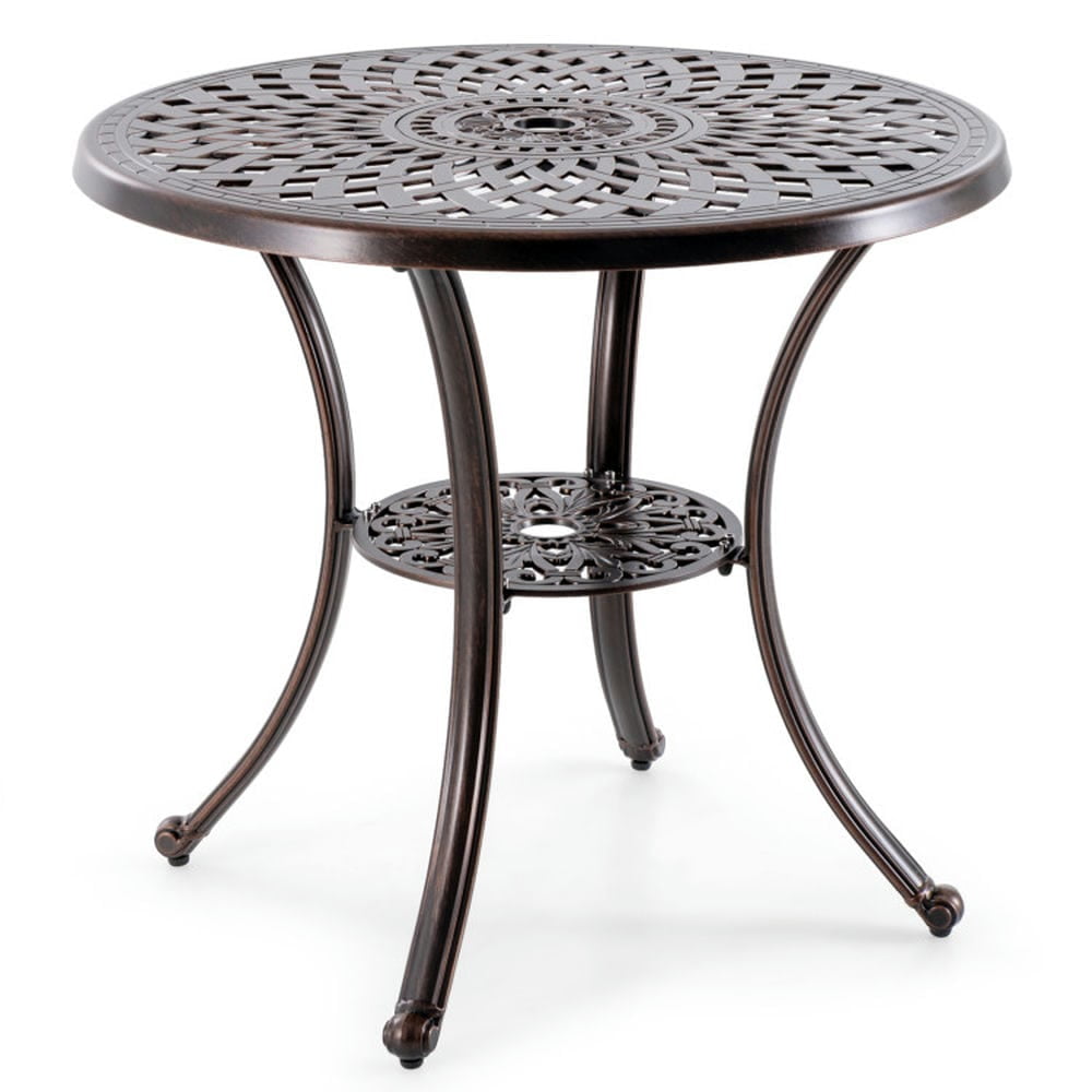Aimee Lii Patio Cast Aluminum Table 31 Inch Diameter Round Table with Umbrella Hole, Modern Patio Furniture for Outdoor Backyard Pool Deck-Copper Aimee Lii Patio Cast Aluminum Table 31 Inch Diameter Round Table with Umbrella Hole, Modern Patio Furniture for Outdoor Backyard Pool Deck-Copper