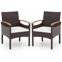 Aimee Lii Patio Dining Chairs Set of 2/4 with Acacia Wood Armrest and Heavy Duty Metal Frame, Outdoor Patio Furniture for Backyard, Garden-2 Pieces