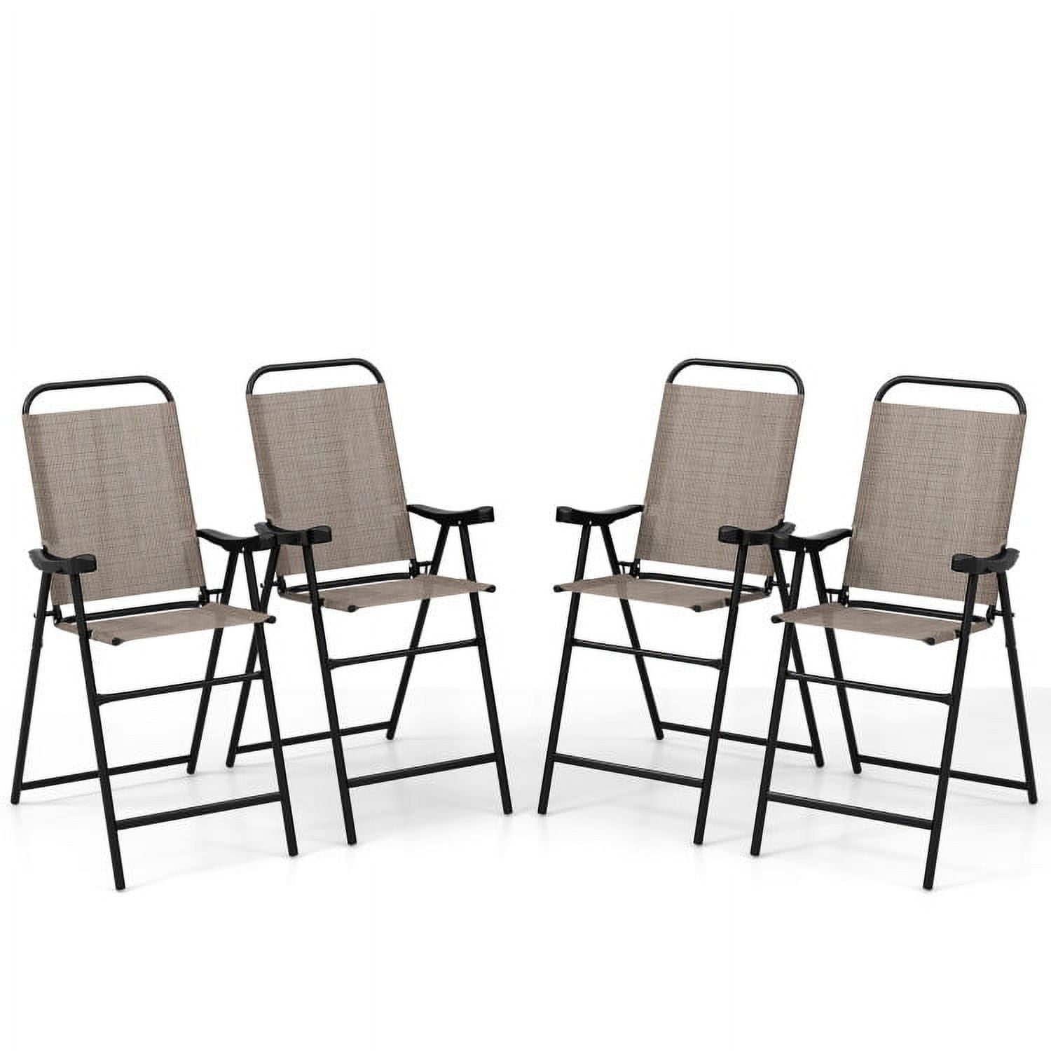 Aimee Lii Patio Folding Bar Stool Set of 4 with Metal Frame and Footrest, Outdoor Patio Furniture, Coffee