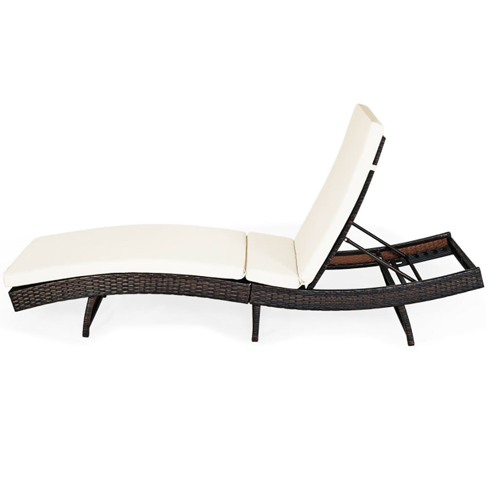 Aimee Lii Patio Folding Chaise Lounge with 5 Adjustable Levels and Cushion, Patio Loungers, White Aimee Lii Patio Folding Chaise Lounge with 5 Adjustable Levels and Cushion, Patio Loungers, White
