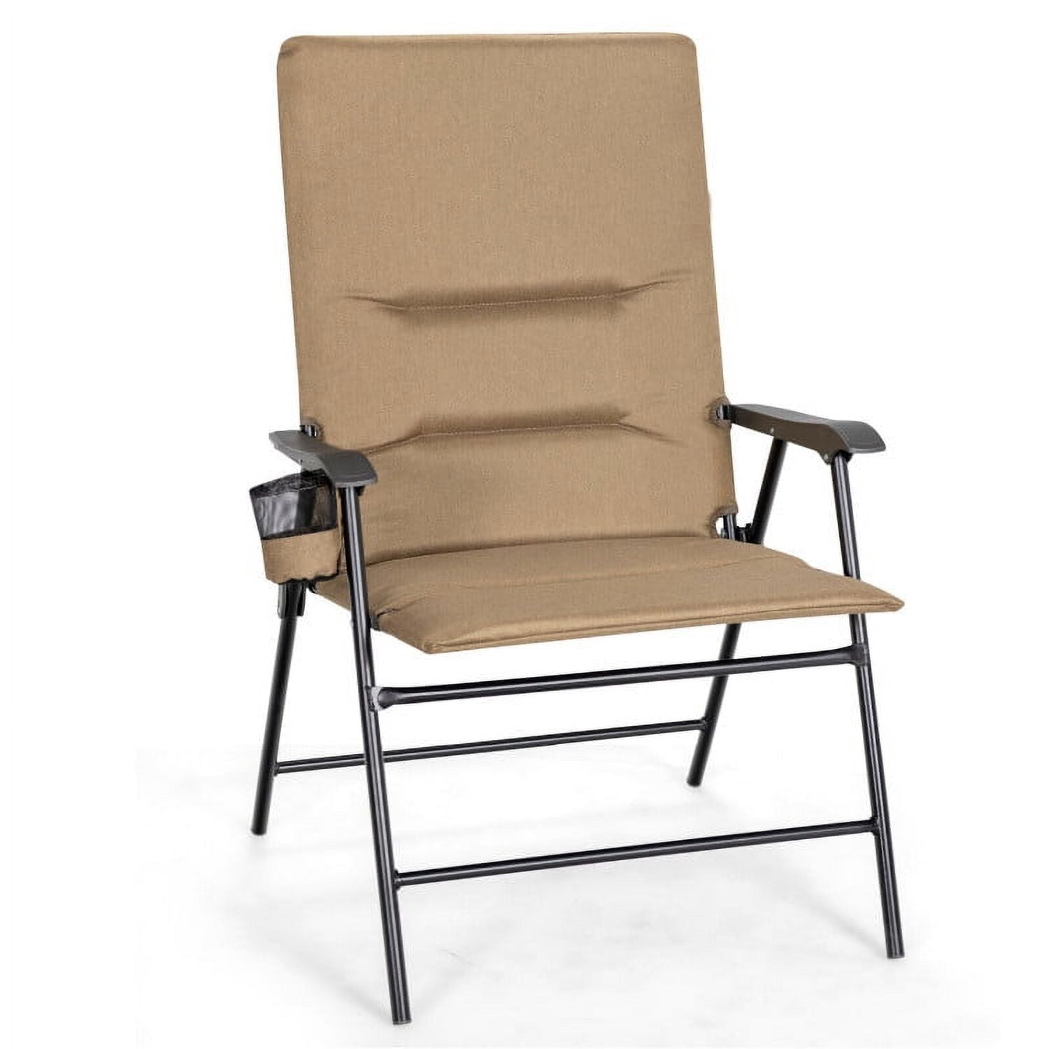 Aimee Lii Patio Folding Padded Chair with High Backrest and Cup Holder, Outdoor Patio Set, Brown Aimee Lii Patio Folding Padded Chair with High Backrest and Cup Holder, Outdoor Patio Set, Brown