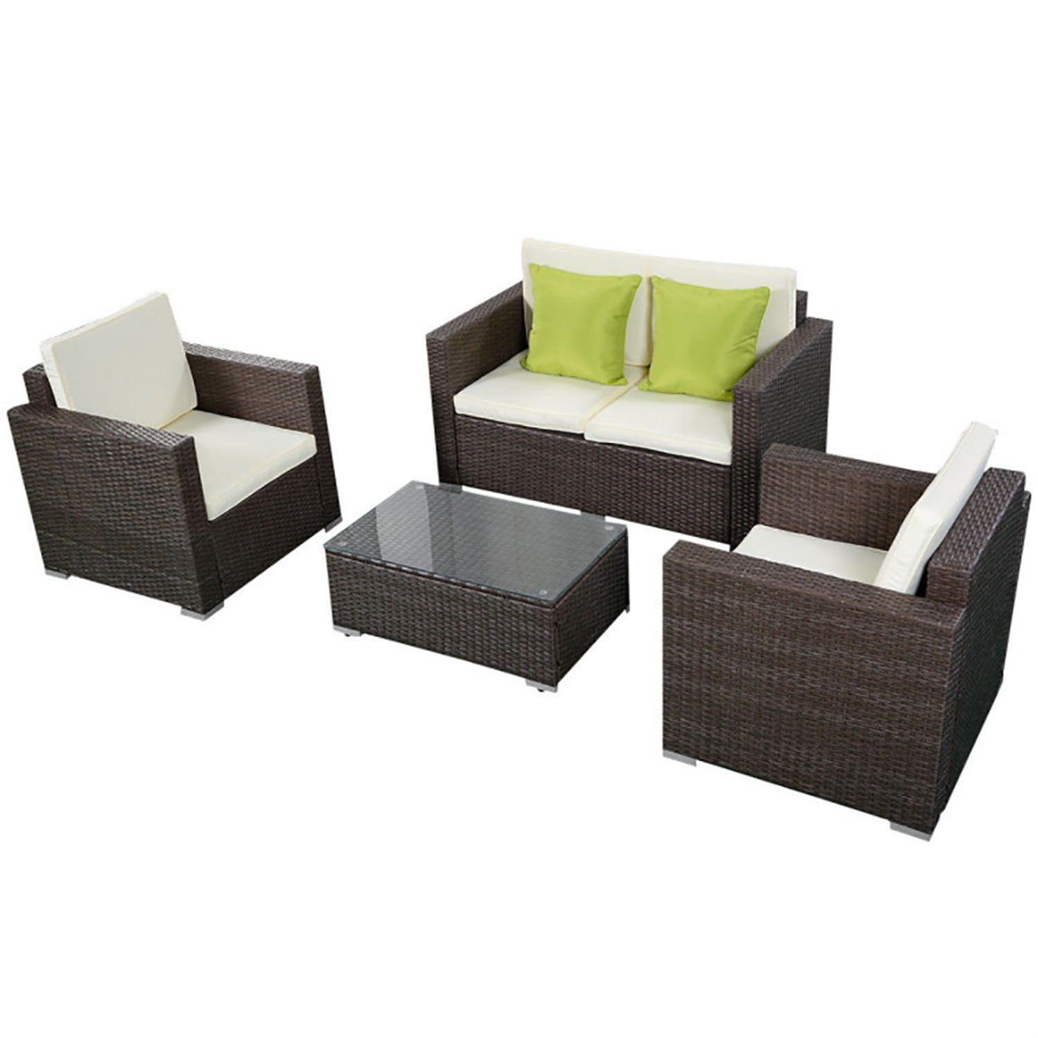 Aimee Lii Patio Furniture Set, 4 Pieces Outdoor Patio Wicker Rattan Cushioned Sofa