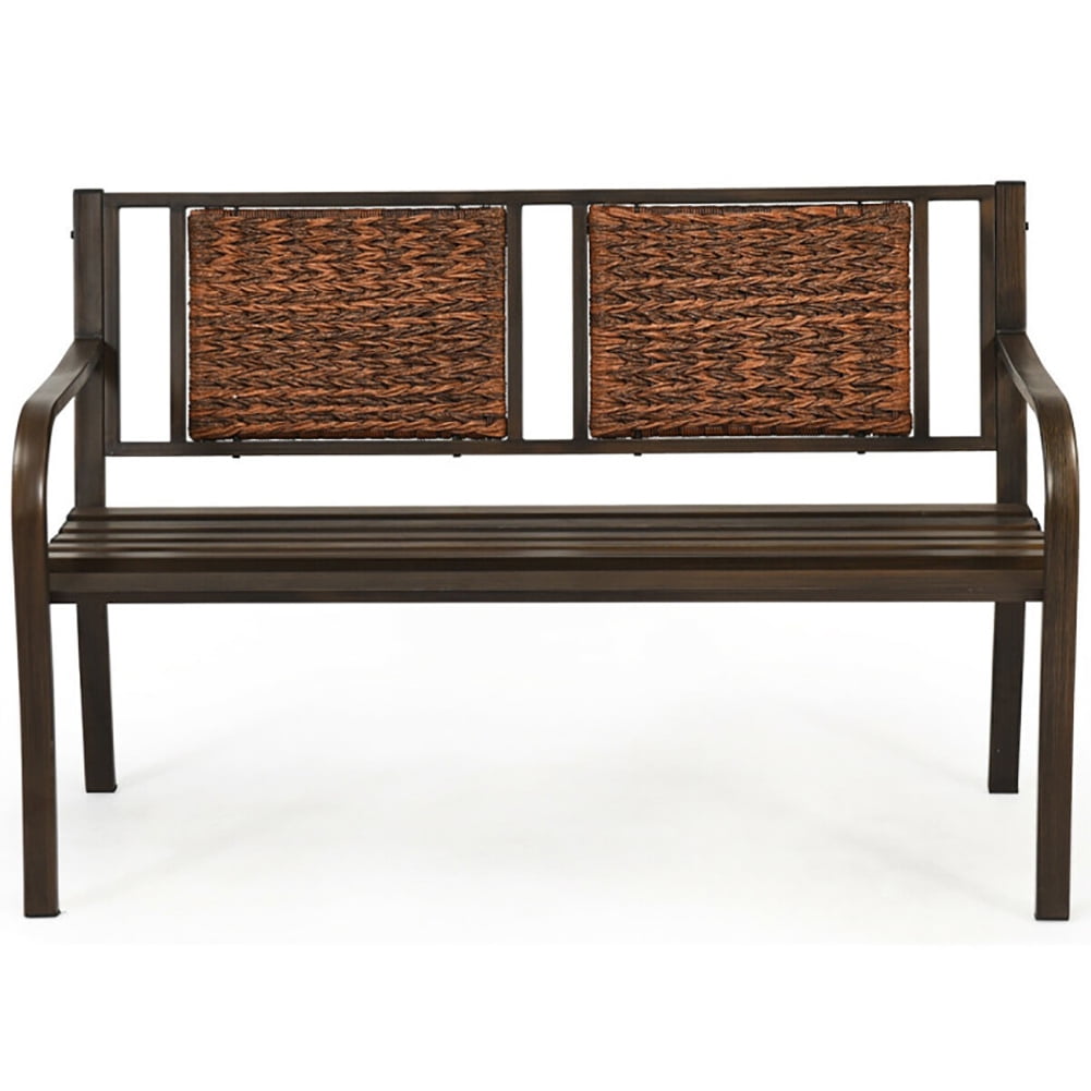 Aimee Lii Patio Garden Bench with Powder Coated Steel Frame, Outdoor Patio Furniture Aimee Lii Patio Garden Bench with Powder Coated Steel Frame, Outdoor Patio Furniture