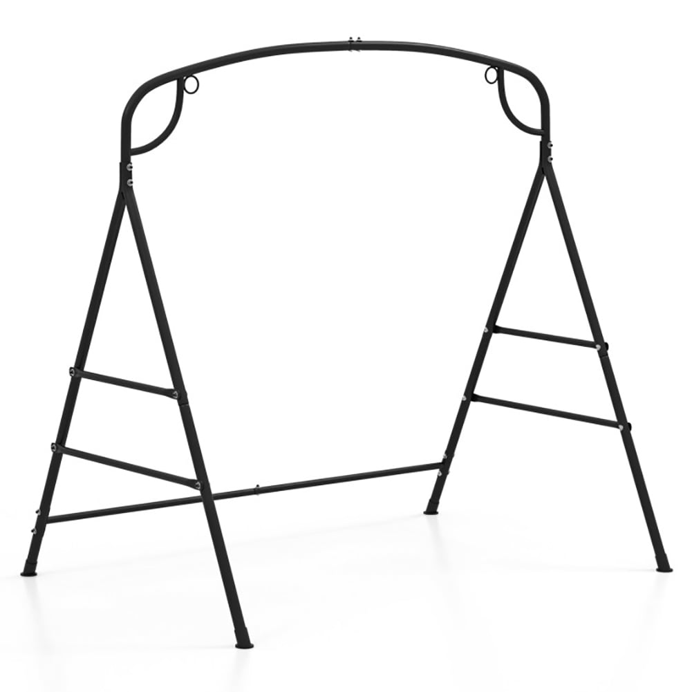 Aimee Lii Patio Metal Swing Stand with Double Side Bars and 2-Ring Design, Front Porch Swing, Black Aimee Lii Patio Metal Swing Stand with Double Side Bars and 2-Ring Design, Front Porch Swing, Black