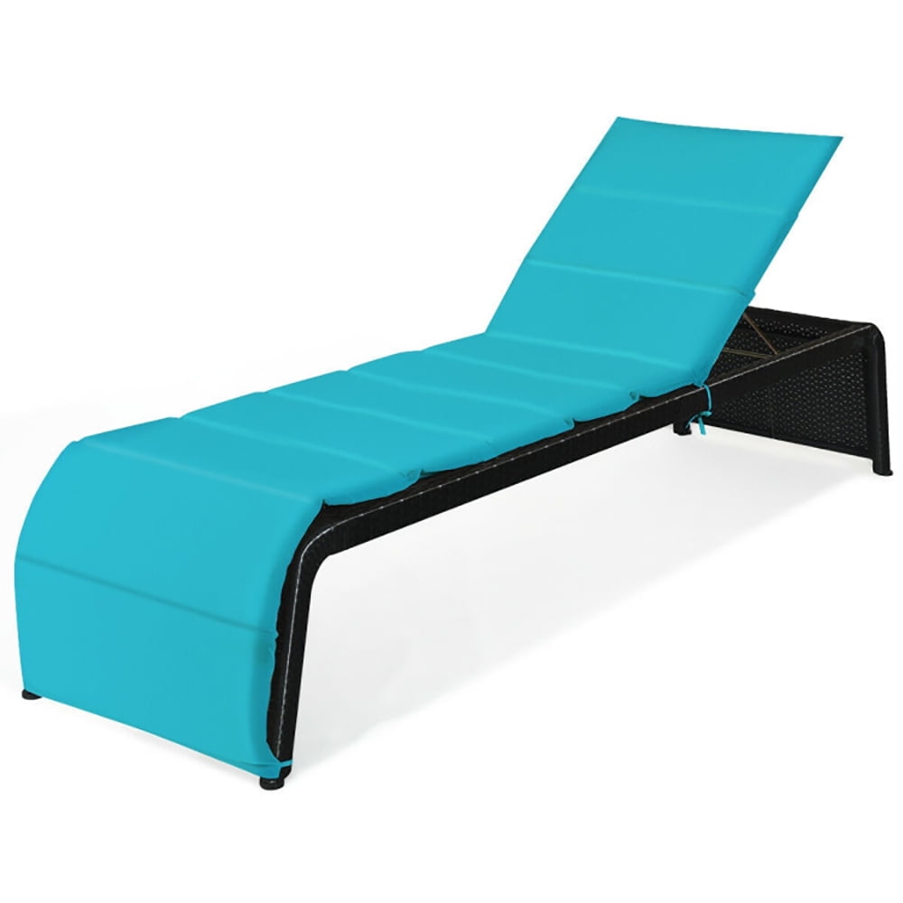 Aimee Lii Patio Rattan Lounge Chair Back Adjustable Chaise Recliner with Cushioned, Patio Loungers, Turquoise Aimee Lii Patio Rattan Lounge Chair Back Adjustable Chaise Recliner with Cushioned, Patio Loungers, Turquoise
