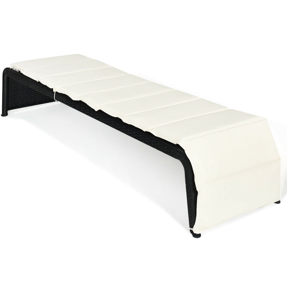 Aimee Lii Patio Rattan Lounge Chair Back Adjustable Chaise Recliner with Cushioned, Patio Loungers, White Aimee Lii Patio Rattan Lounge Chair Back Adjustable Chaise Recliner with Cushioned, Patio Loungers, White