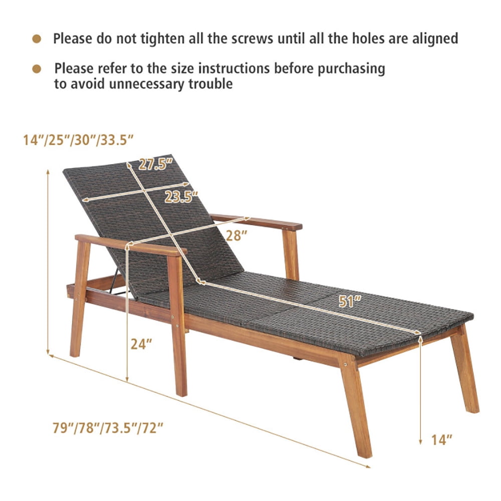 Aimee Lii Patio Rattan Lounge Chair with 4-Position Adjustable Backrest, Patio Loungers Aimee Lii Patio Rattan Lounge Chair with 4-Position Adjustable Backrest, Patio Loungers