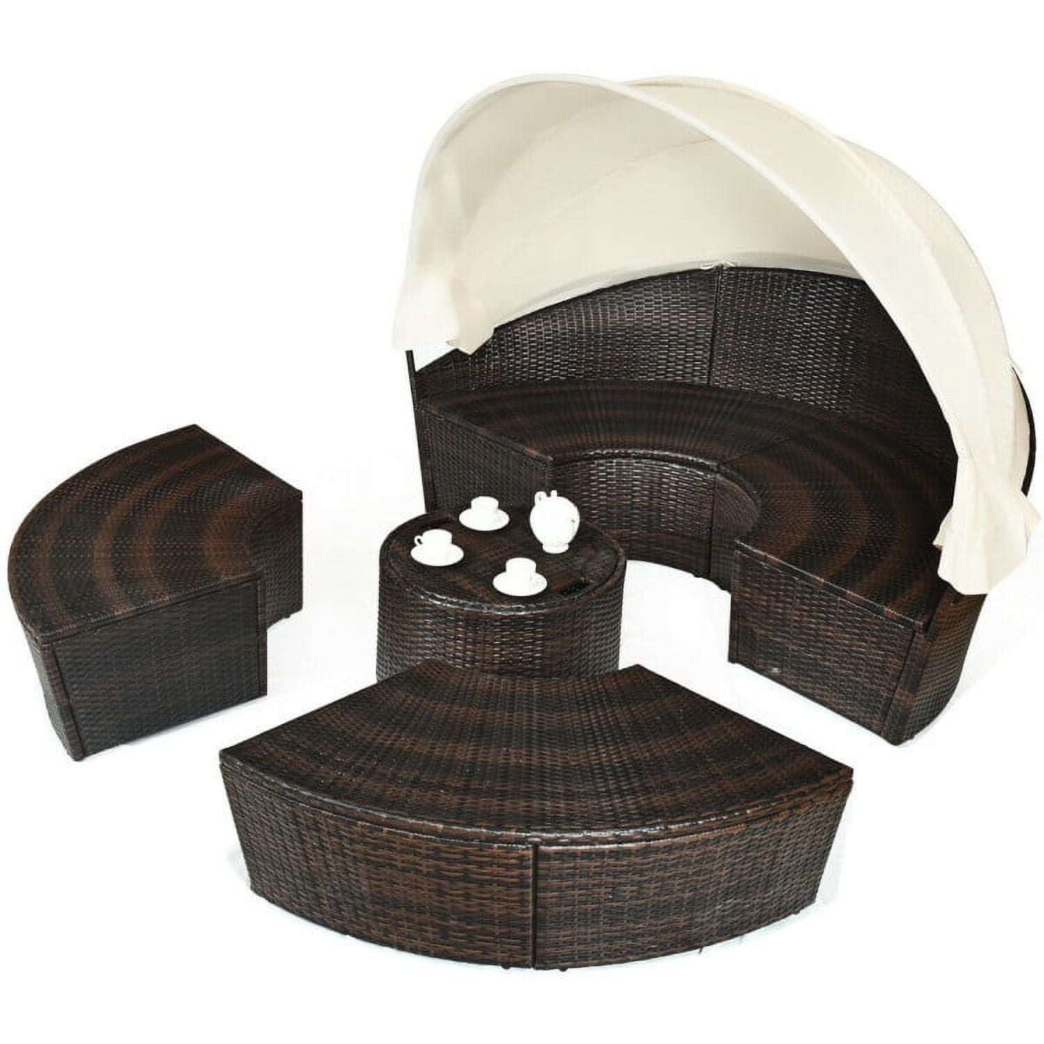 Aimee Lii Patio Round Daybed Rattan Furniture Sets with Canopy, Outdoor Patio Set Aimee Lii Patio Round Daybed Rattan Furniture Sets with Canopy, Outdoor Patio Set