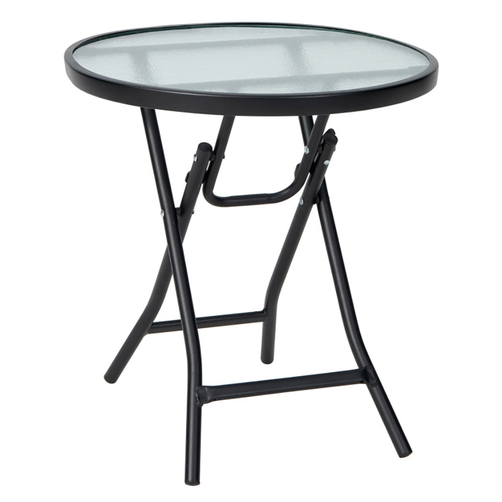 Aimee Lii Patio Side Table with Tempered Glass Tabletop, Outdoor Patio Furniture