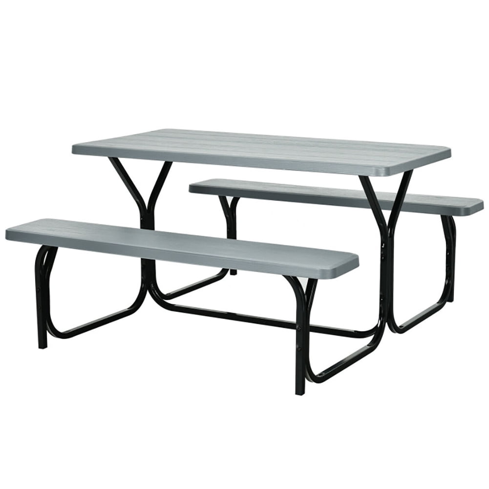 Aimee Lii Picnic Table Bench Set for Outdoor Camping, Outdoor Furniture Set, Gray Aimee Lii Picnic Table Bench Set for Outdoor Camping, Outdoor Furniture Set, Gray