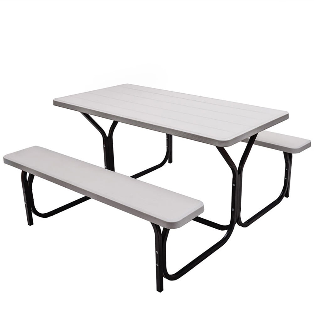 Aimee Lii Picnic Table Bench Set for Outdoor Camping, Outdoor Patio Furniture Set, White Aimee Lii Picnic Table Bench Set for Outdoor Camping, Outdoor Patio Furniture Set, White