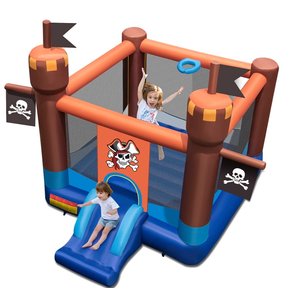 Aimee Lii Pirate-Themed Inflatable Bounce Castle with Large Bounce Area without Blower, Kids Bounce House for 3-10