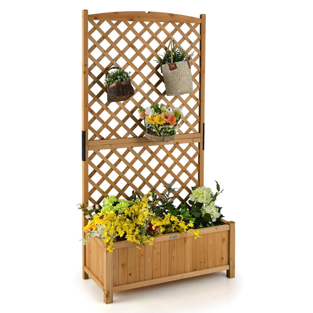 Aimee Lii Planter Raised Bed with Trellis for Plant Flower Climbing, Tier Plant Stand, Outdoor Garden Potting Bench for Patio Porch Garden, Orange Aimee Lii Planter Raised Bed with Trellis for Plant Flower Climbing, Tier Plant Stand, Outdoor Garden Potting Bench for Patio Porch Garden, Orange
