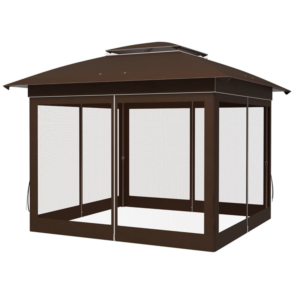 Aimee Lii Pop Up Canopy Tent, Outdoor Patio Awnings for Lawn, Garden, Backyard and Deck, Brown Aimee Lii Pop Up Canopy Tent, Outdoor Patio Awnings for Lawn, Garden, Backyard and Deck, Brown