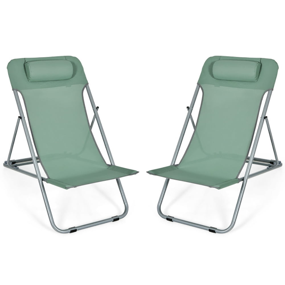 Aimee Lii Portable Beach Chair Set of 2 with Headrest, Outdoor Patio Furniture, Green Aimee Lii Portable Beach Chair Set of 2 with Headrest, Outdoor Patio Furniture, Green